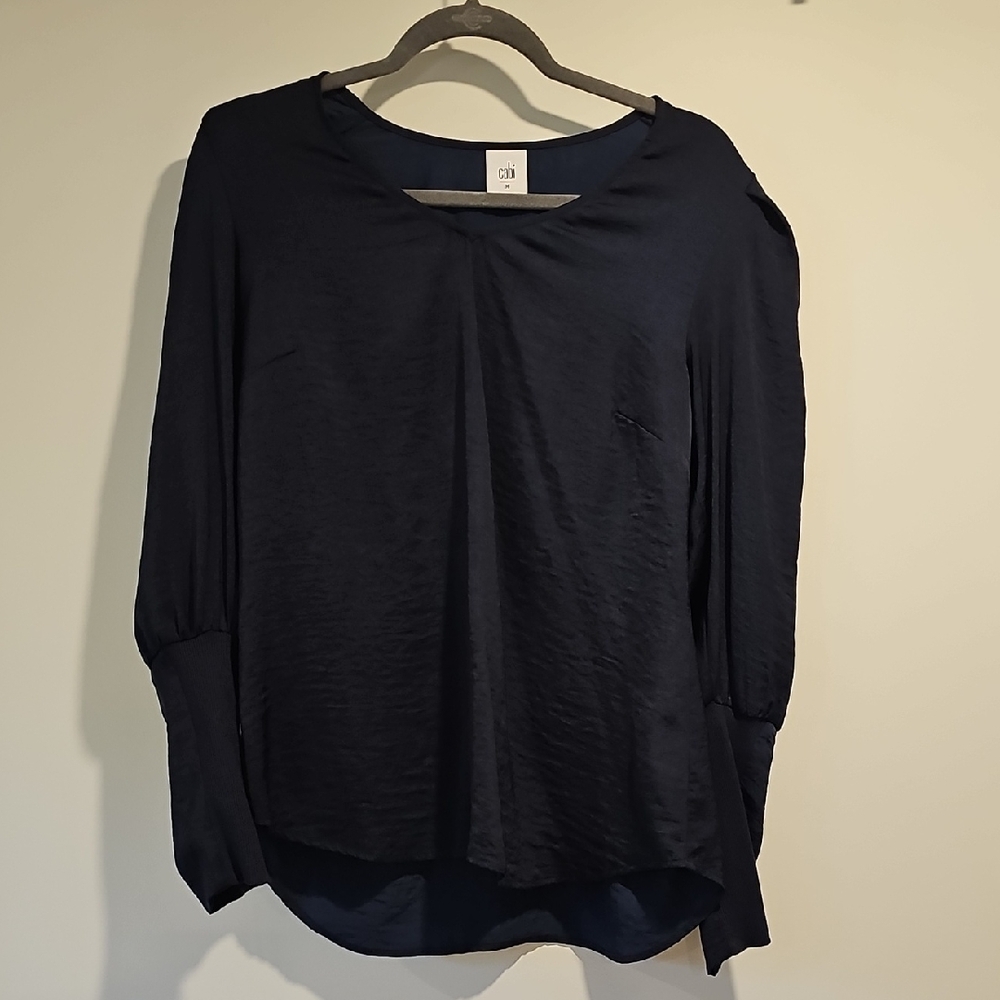 Cabi Navy Blue Flowering Blouse Size Medium